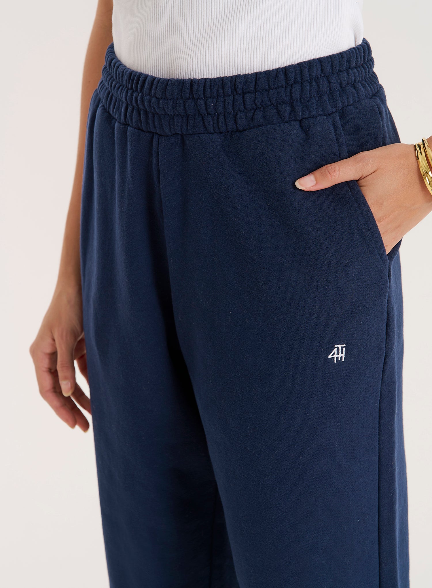 Navy Branded Cuffed Jogger